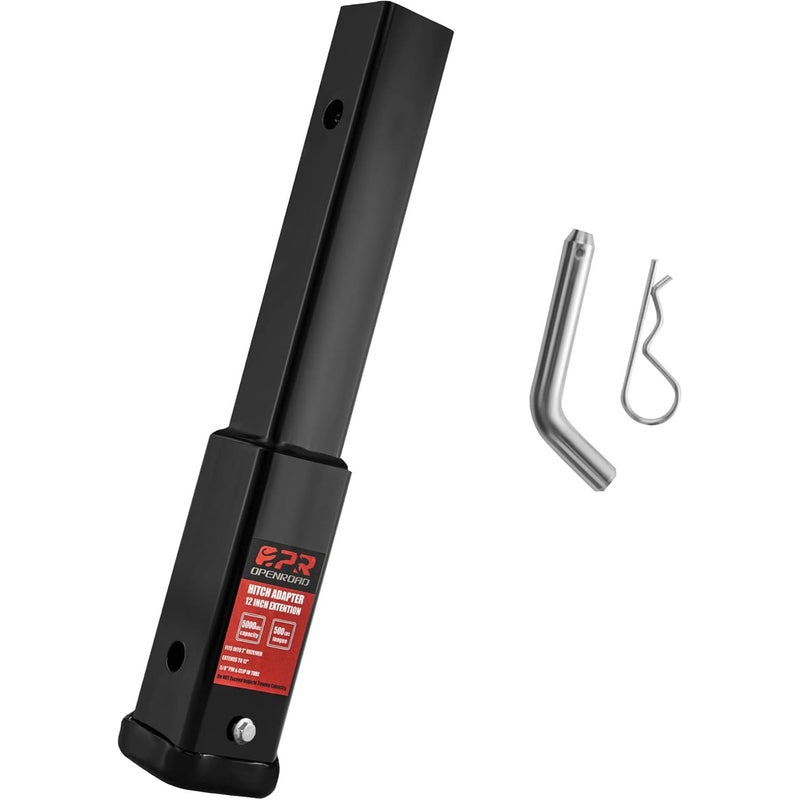 OPENROAD Trailer Hitch Extensionï¼Œ12 inch Hitch Extender Length for 2-inch Receiver Tube Extender,5000lbs GTW,500 lbs TW,Includes 5/8'' Hitch Pin - Image 1
